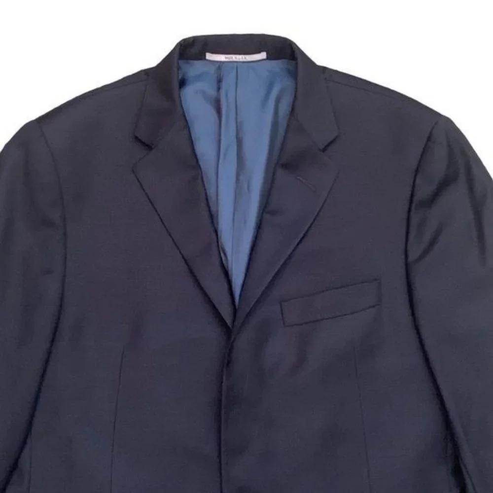 Hickey Freeman Milburn II Navy Blue Blazer 100% Worsted Wool Size‎ 42L